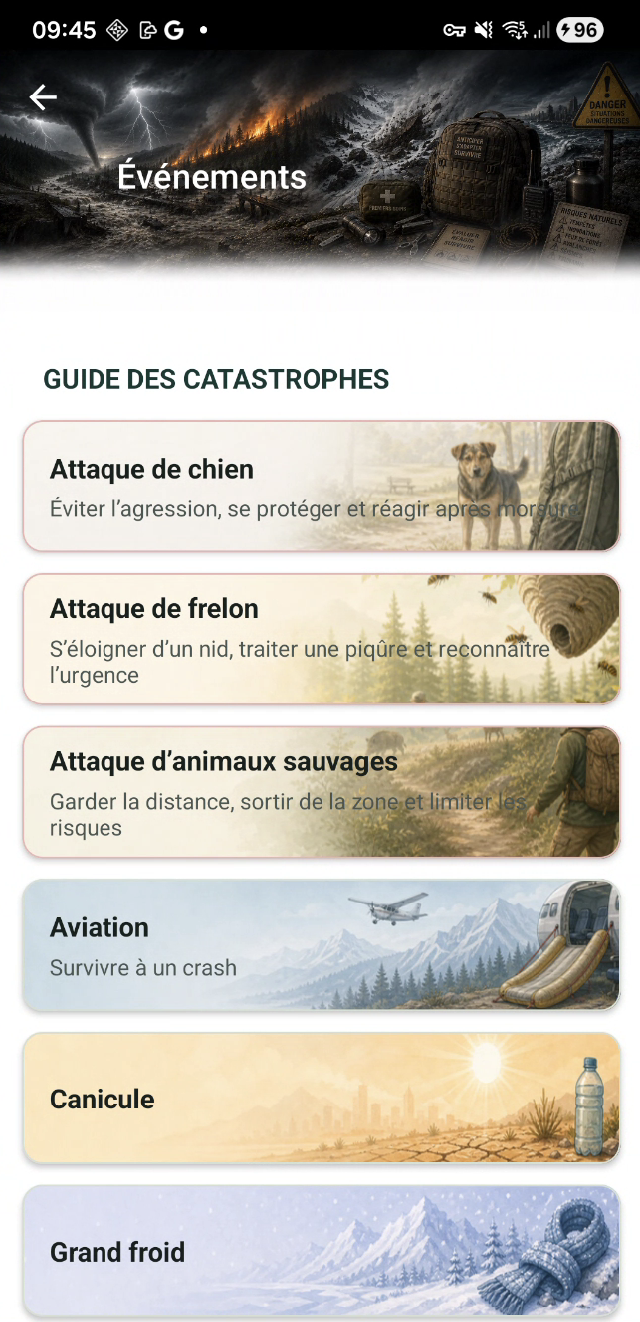 Écran Événements