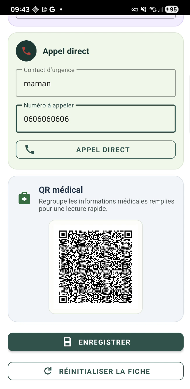 Fiche médicale avec QR médical
