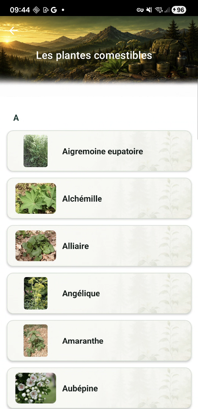 Liste de plantes comestibles