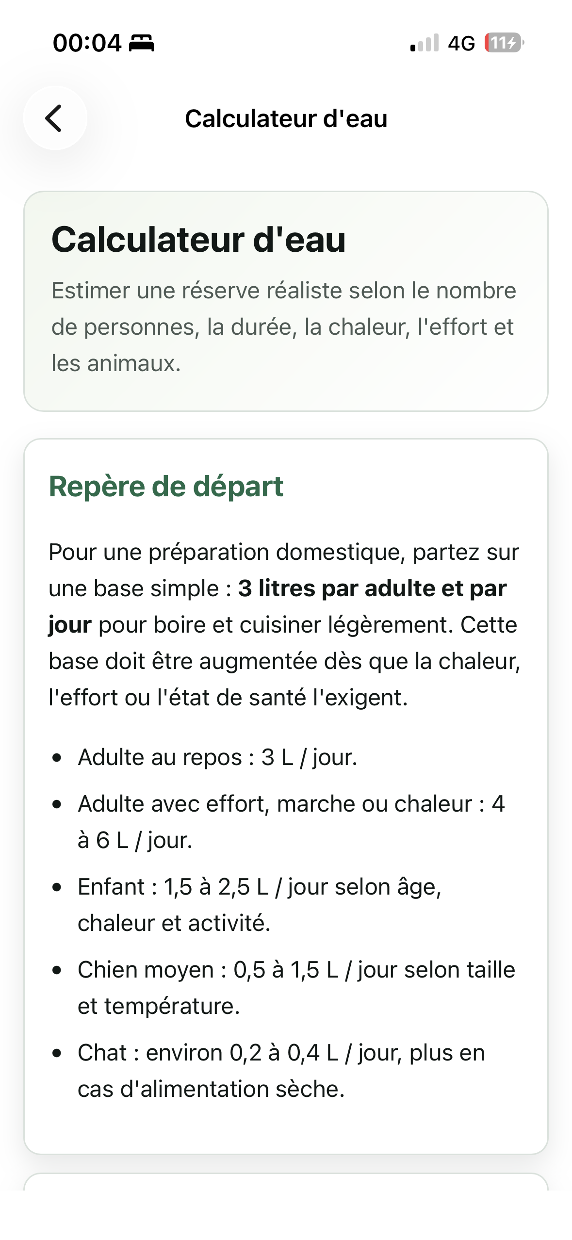 Calculateur d'eau Premium